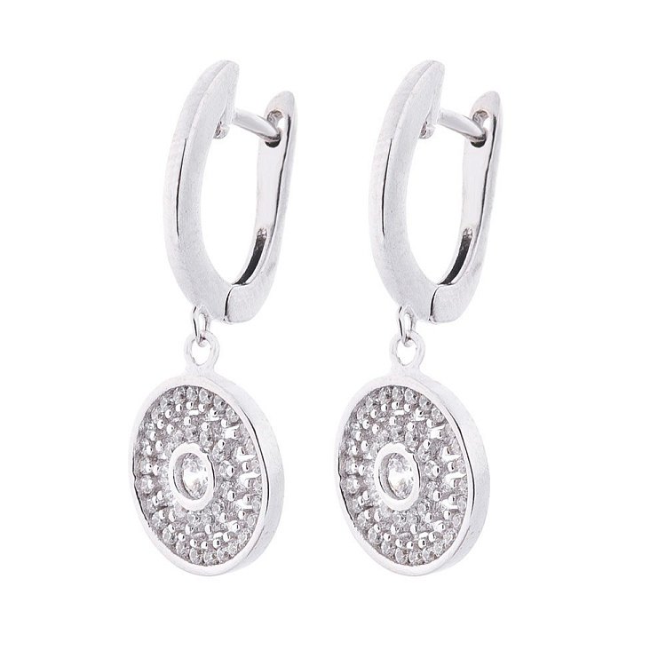 Срібні сережки (фіаніт) 122402 від ювелірного магазину Онікс - 1