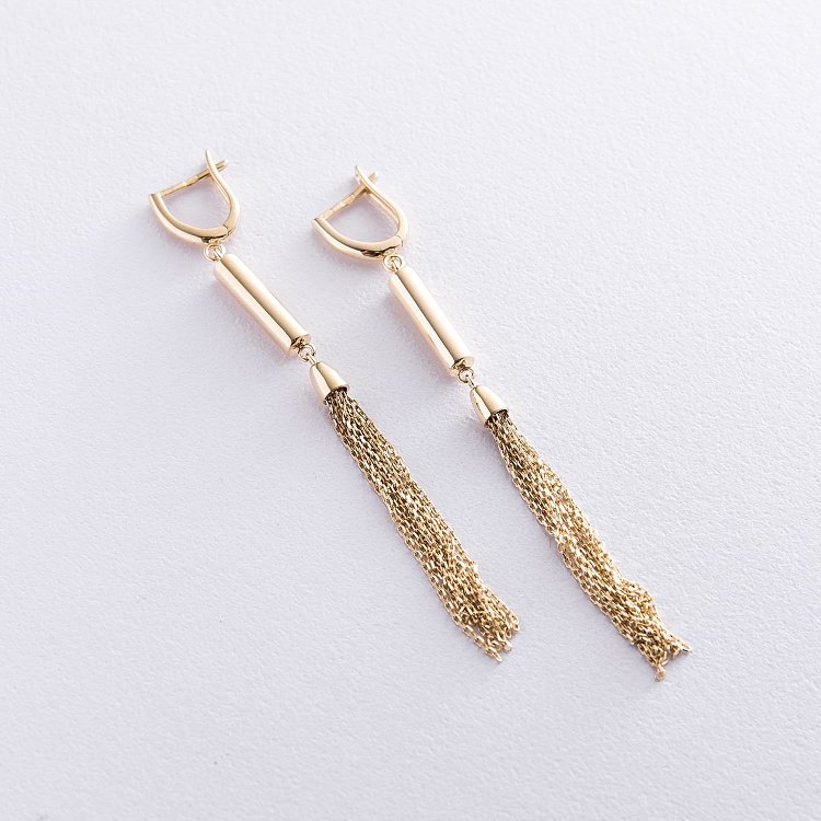 Висячі сережки в жовтому золоті с06875 від ювелірного магазину Онікс - 1