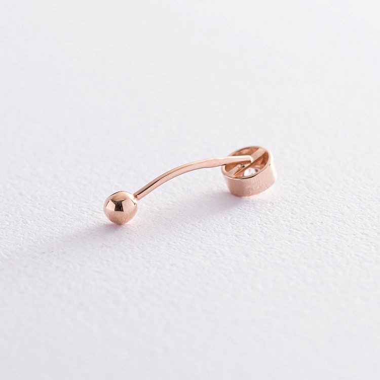 Золотой пирсинг в пупок с фианитом пир00217 от ювелирного магазина Оникс - 1