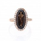 Золотое кольцо (дымчатый кварц, фианиты) к05092 от ювелирного магазина Оникс - 2