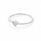 Срібний перстень "Сердечко" з фіанітами 112053 от ювелирного магазина Оникс - 1