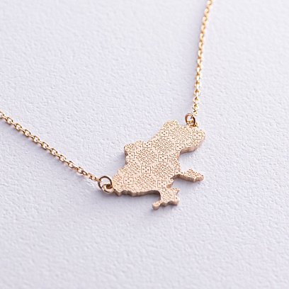 Кольє "Моя Україна" у жовтому золоті (можливе гравіювання) кол02220 №5