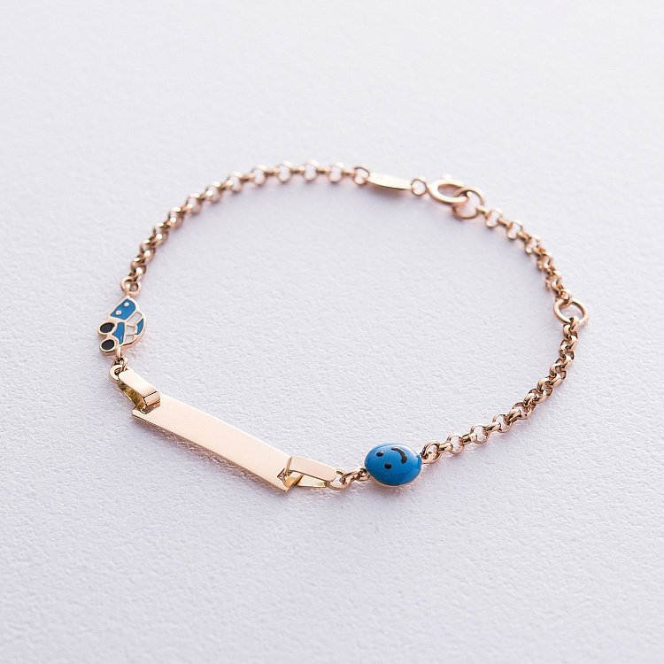 Золотой детский браслет "Смайлик" для гравировки б04732 от ювелирного магазина Оникс - 2