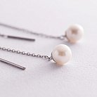 Сережки - протяжки з перлами (біле золото) с08267 от ювелирного магазина Оникс - 3