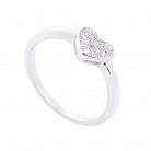 Серебряное кольцо "Сердечко" (фианит) 112165 от ювелирного магазина Оникс