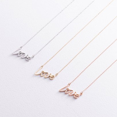 Колье "Love" в белом золоте кол02266 №6