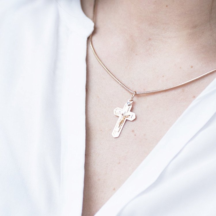 Золотий православний хрестик п02346 від ювелірного магазину Онікс - 2