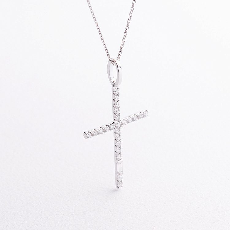 Золотое колье "Крестик" с бриллиантами колб0183va от ювелирного магазина Оникс - 1