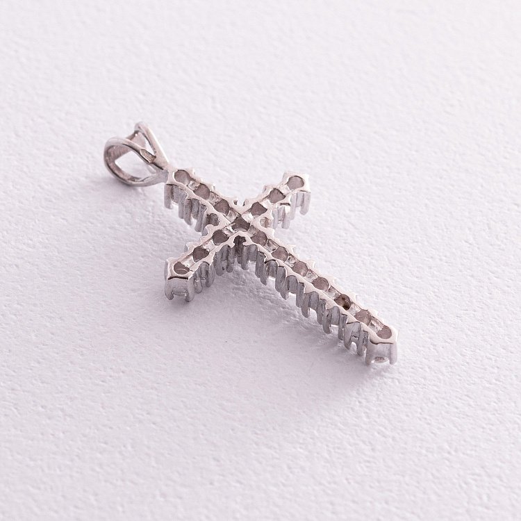 Срібний хрест з фіанітами (родій) 132010 від ювелірного магазину Онікс - 2