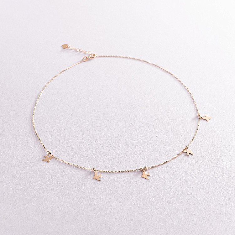 Колье "Ласточки" в желтом золоте кол02022 от ювелирного магазина Оникс - 1