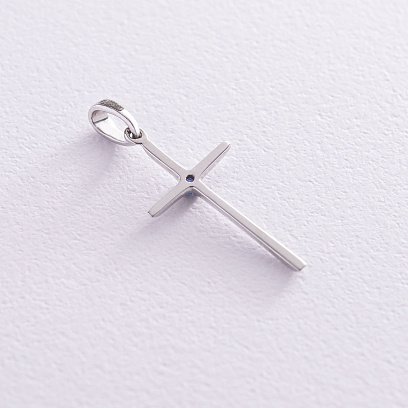 Золотий хрестик з сапфіром пб0250 №3