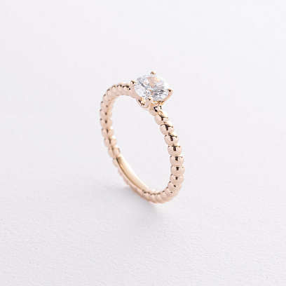 Заручальна золота каблучка з фіанітом к08158