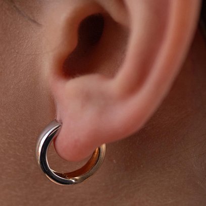 Золоті сережки-кільця без каменів с05029 №12