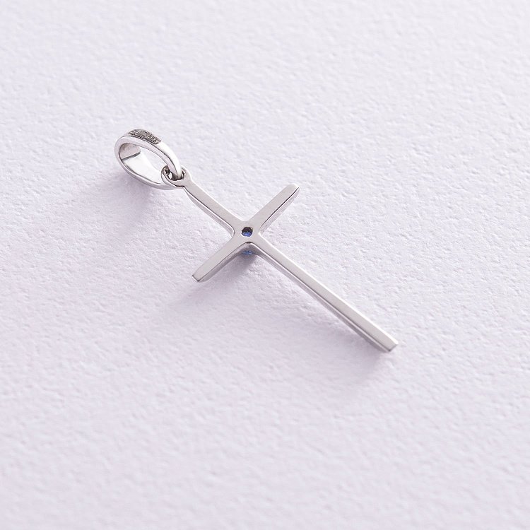 Золотий хрестик з сапфіром пб0250 від ювелірного магазину Онікс - 2
