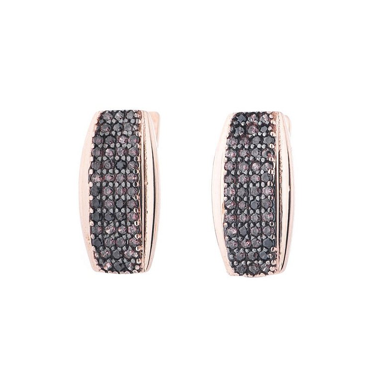 Золоті сережки з чорними фіанітами с05139 від ювелірного магазину Онікс - 1