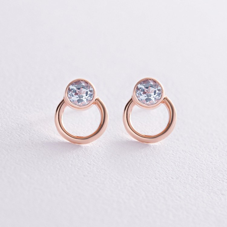 Серьги - пусеты "Эйприл" с топазами (красное золото) с08230 от ювелирного магазина Оникс