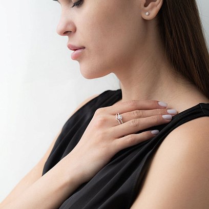 Золотое кольцо "Сердце" с бриллиантами кб0101ca №4