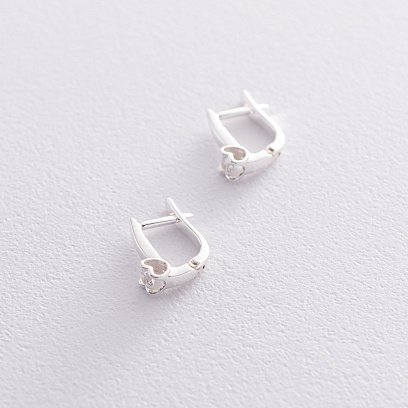 Серебряные серьги "Сердечки" (фианиты) 123005