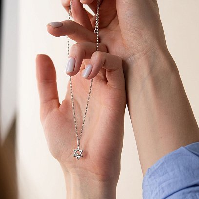 Підвіска "Зірка Давида" в білому золоті (фіаніт) п03459 №2