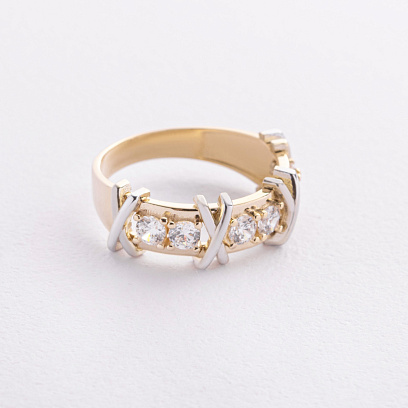 Кольцо "Rosie" с фианитами (желтое золото) к08249 №2