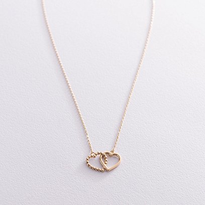 Кольє "Закохані серця" в жовтому золоті кол01988