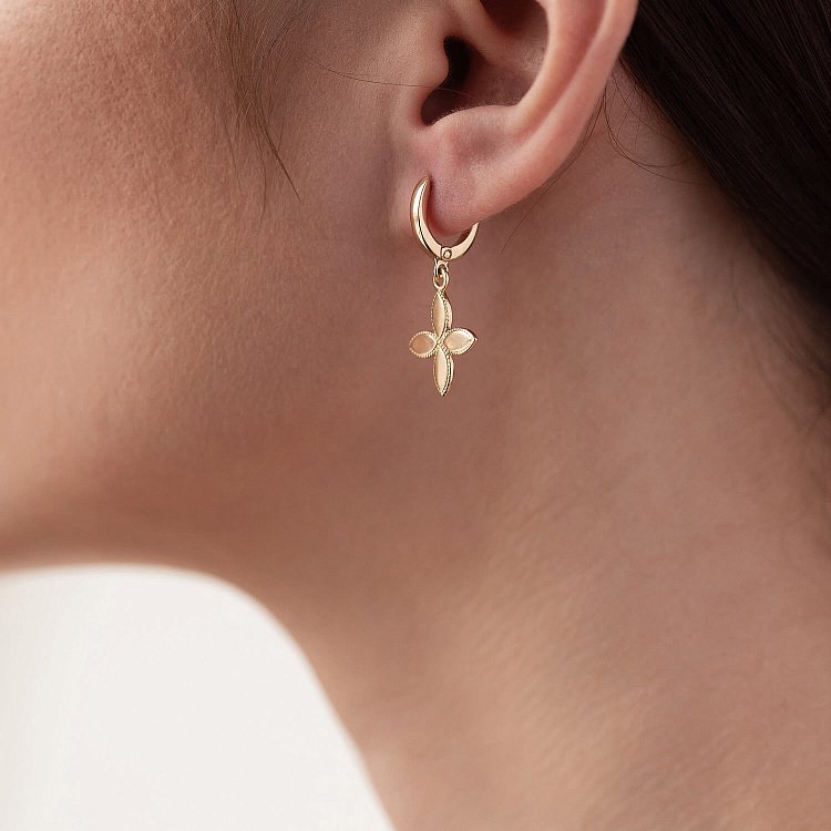 Сережки "Конюшина" в жовтому золоті с07107 від ювелірного магазину Онікс - 4