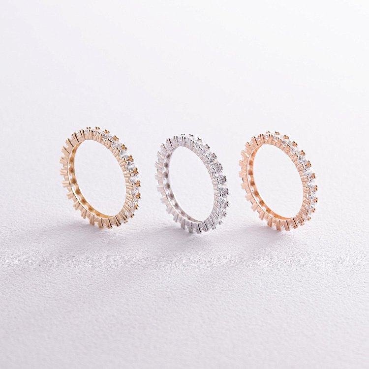 Каблучка "Paris" з доріжкою каменів в червоному золоті к07200 від ювелірного магазину Онікс - 4