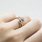 Золотое кольцо "Сердечко и бесконечность" (фианиты) к05789 от ювелирного магазина Оникс - 3