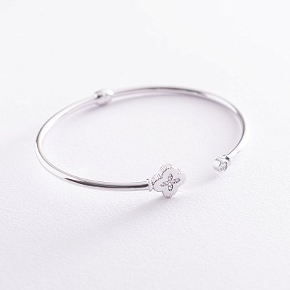 Золотой браслет "Клевер" (фианит) б04132