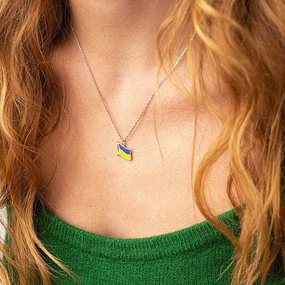 Колье "Флаг Украины" в серебре (синяя и желтая эмаль) 181237 №2