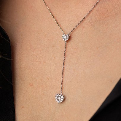 Золотое колье - галстук "Сердечки" с бриллиантами колб0120mi №4