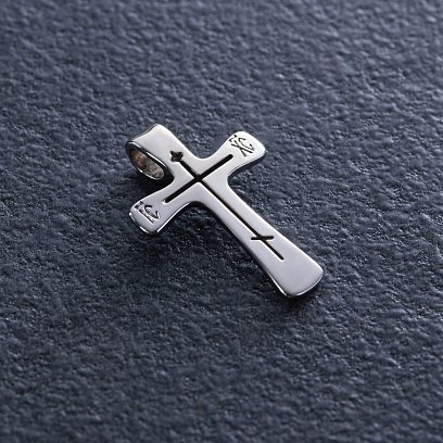 Крестик в белом золоте (чернение) п03786 №5