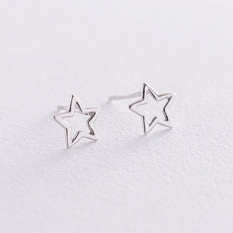 Серебряные серьги - пусеты "Звездочки" 122828 от ювелирного магазина Оникс