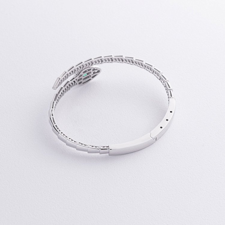 Жорсткий браслет "Змія" у білому золоті (фіаніти) б05512 від ювелірного магазину Онікс - 2
