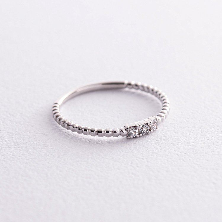 Кулькова каблучка "Мелоді" з фіанітами (біле золото) к07395 від ювелірного магазину Онікс - 12