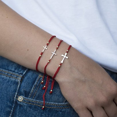 Браслет з червоною ниткою і хрестиком (фіаніти) б02583 №7