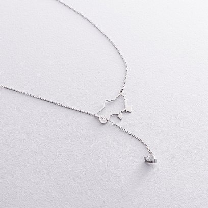 Золотое колье - галстук "Карта Украины" (куб. цирконий Swarovski в форме сердца) ﻿4050б №2