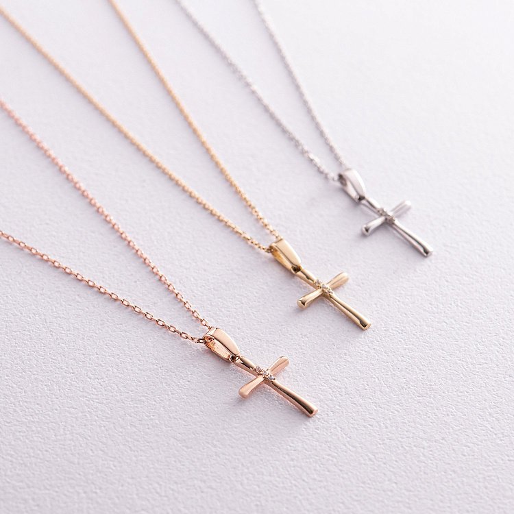 Золоте кольє "Хрестик" з фіанітами кол02190 від ювелірного магазину Онікс - 2