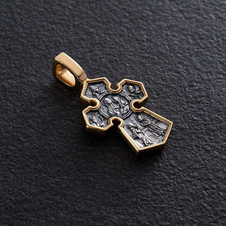 Серебряный крестик "Господь Вседержитель. Икона Божией Матери "Седмиезерная" 131457 от ювелирного магазина Оникс - 2