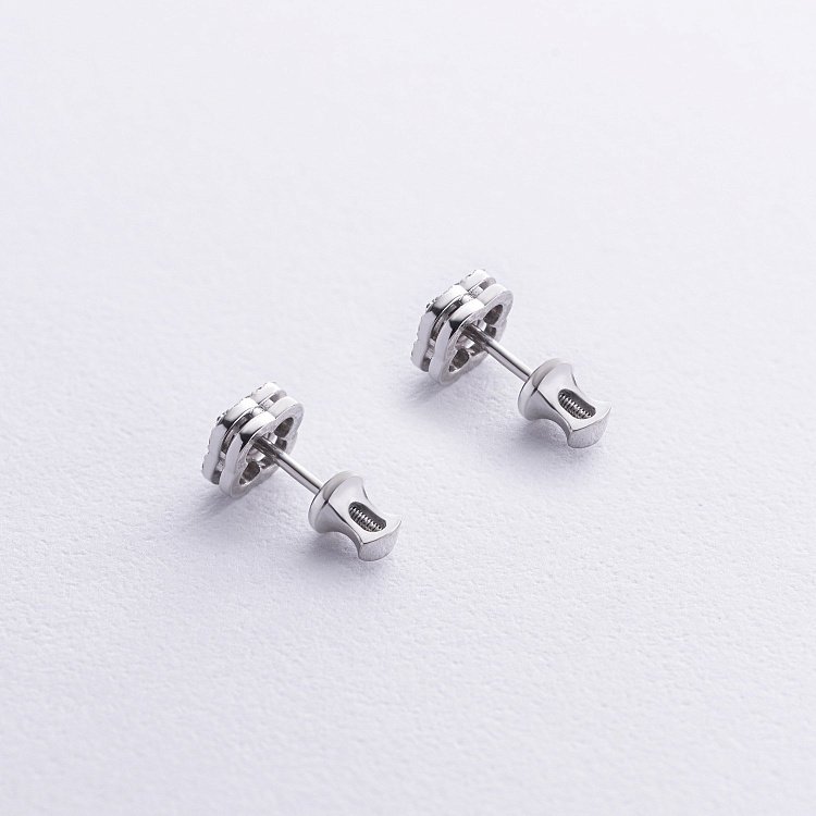 Золоті сережки - пусети "Конюшина" з діамантами 333821122 від ювелірного магазину Онікс - 2