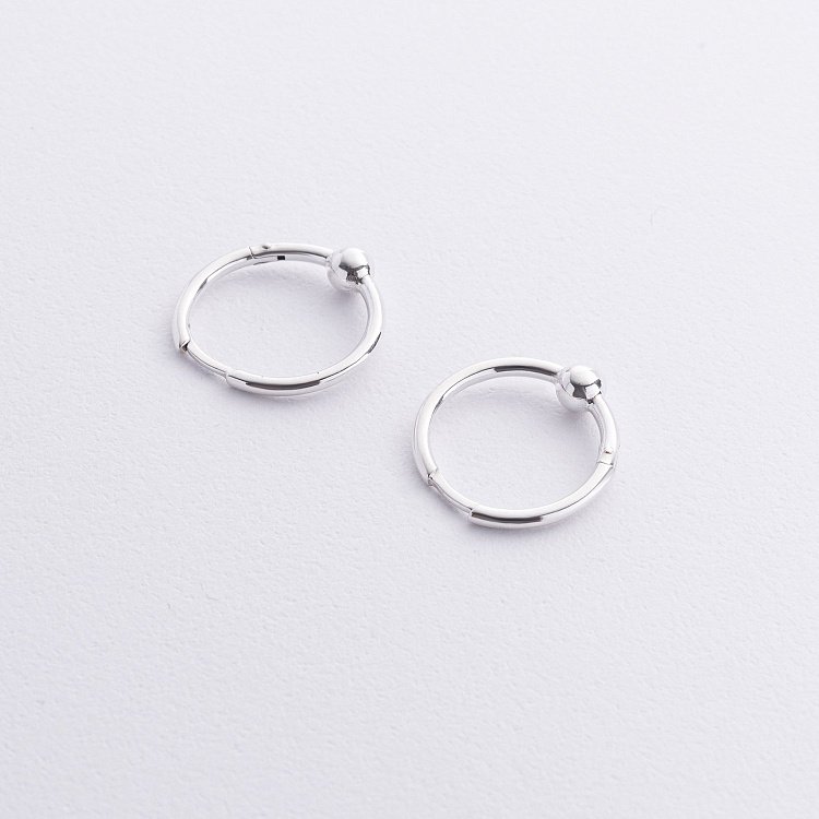 Серебряные серьги - кольца "Шарики" 123389 от ювелирного магазина Оникс - 3