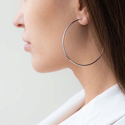 ﻿Сережки - кільця в сріблі (6.0 см) 122886 №2