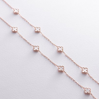 Кольє "Конюшина" з перламутром mini (червоне золото) кол02425