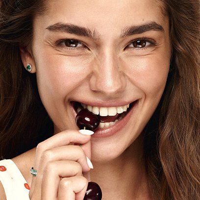 Золотое кольцо с изумрудами и бриллиантами кб0210cha №3