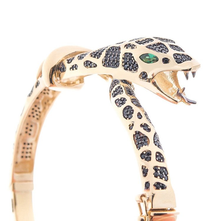 Золотой браслет "Ящерица" (фианиты) б03926 от ювелирного магазина Оникс - 3