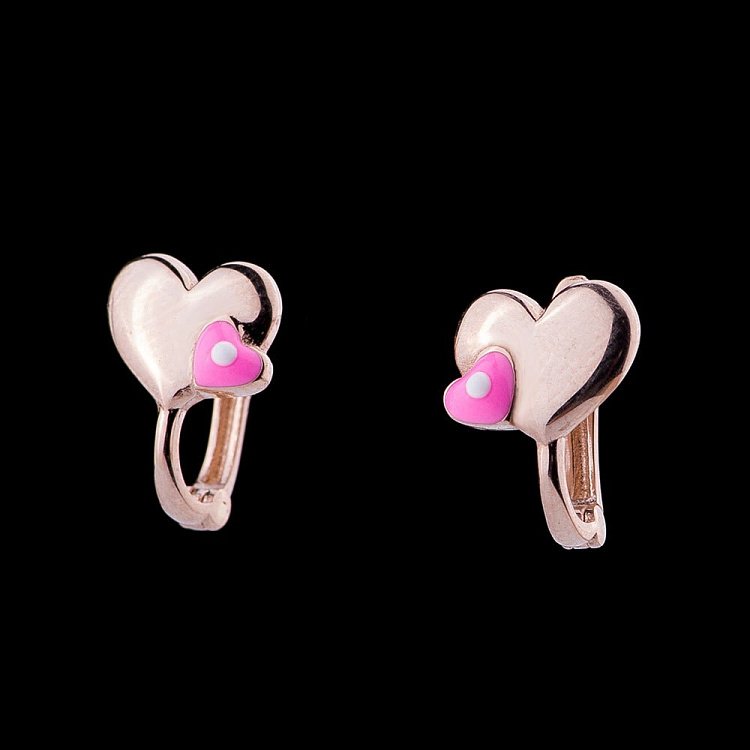 Сережки "Пара сердечок" в червоному золоті с04791розз від ювелірного магазину Онікс - 1