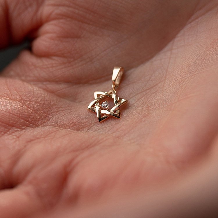 Підвіска "Зірка Давида" у червоному золоті (фіаніт) п03801 від ювелірного магазину Онікс - 3