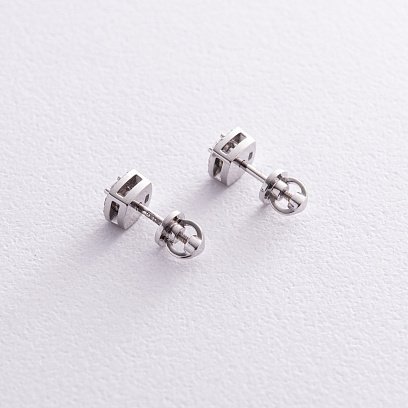 Золотые серьги - пусеты 2 в 1 с бриллиантами 331981121 №7