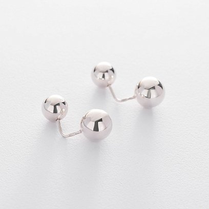 Серебряные сережки шарики без камней 121313 №2