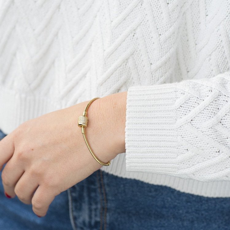 Золотий браслет з фіанітами б02665 від ювелірного магазину Онікс - 2